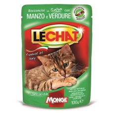 Lechat кусочки в соусе с говядиной и овощами для кошек, 100 г